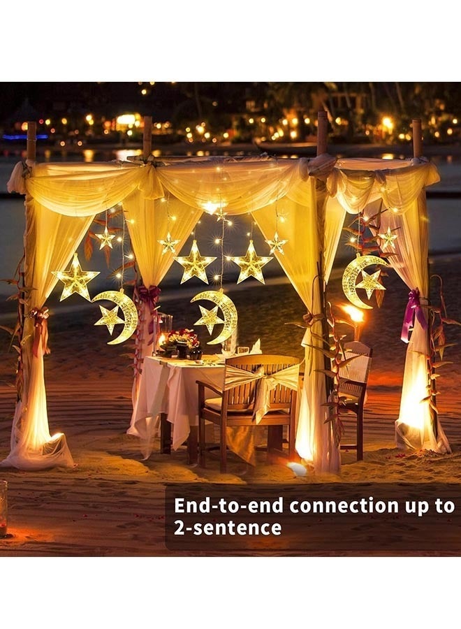 Yoawllty Ramadan Lights, LED Ramadan Decorations Lights with Remote Control and Battery Case, Moon Star Ramadan Lights For Home Decoration（12 Drops of Star-Moon Bulbs） - Image 4